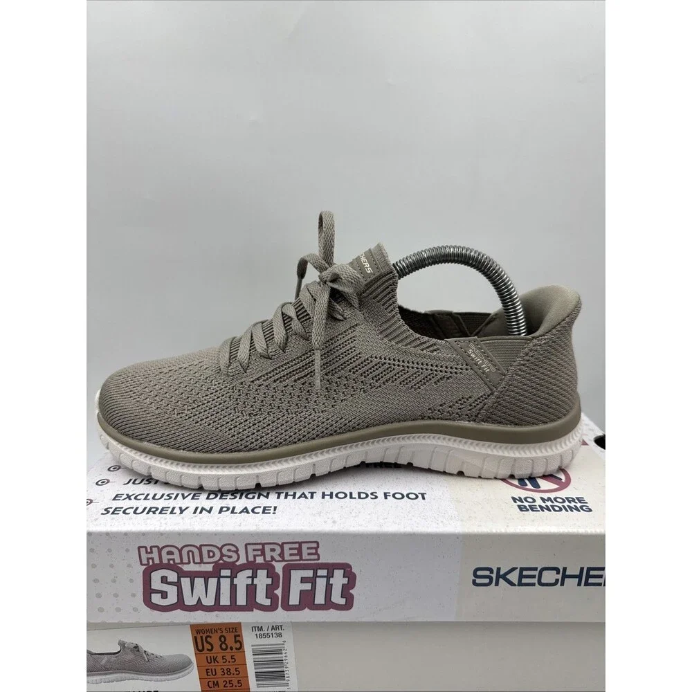 Skechers Women's Black Virtue Swift Fit Sneaker Hands Free Memory Foam Sz 8.5
